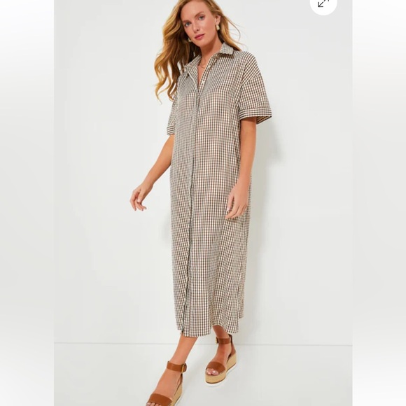 Pomander Place Brown Gingham Seersucker Zacara Dress Tuckernuck Size M - Picture 7 of 14